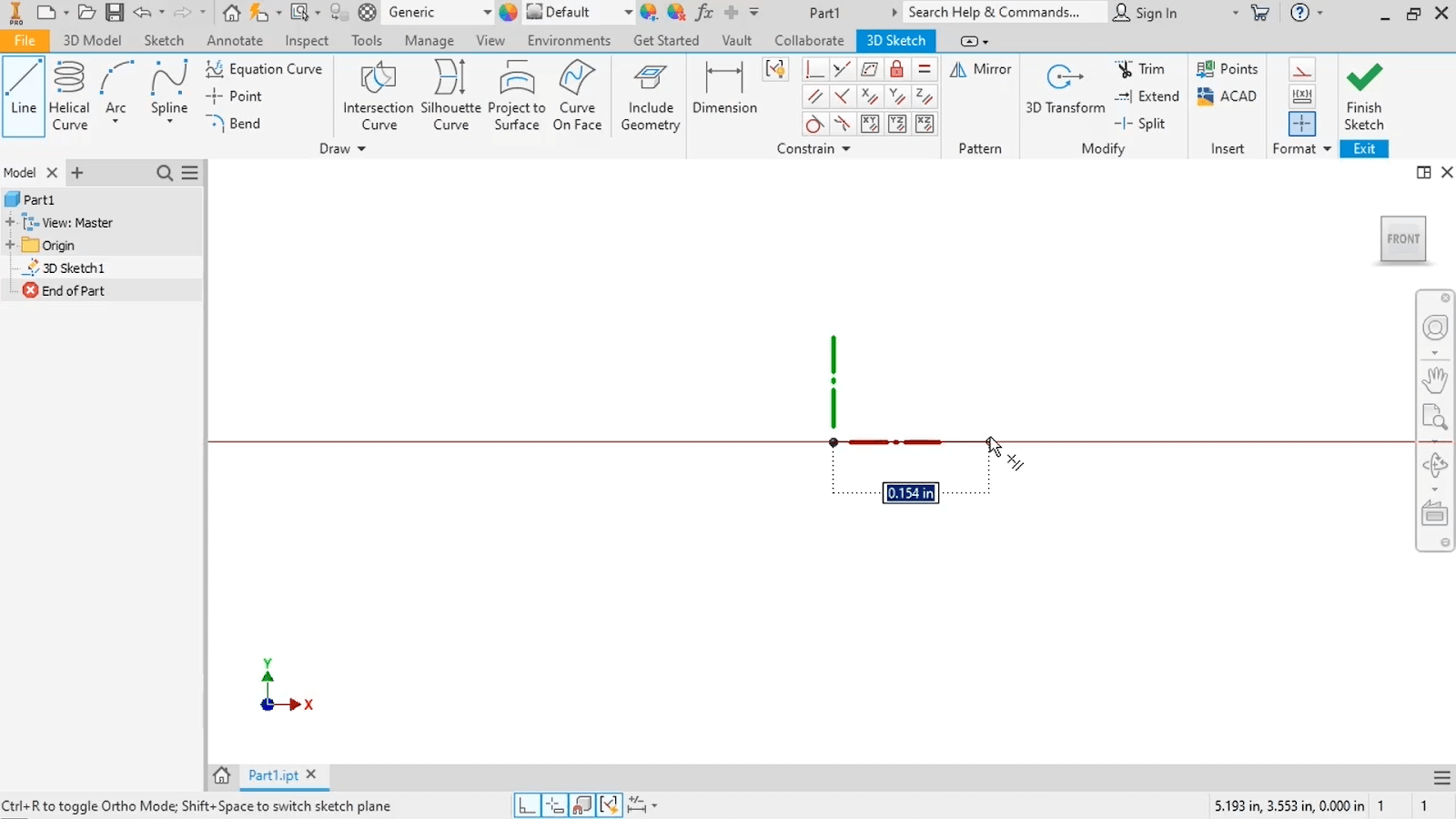 Autodesk Inventor Tutorial: Begin a 3D Sketch for Advanced Part Design